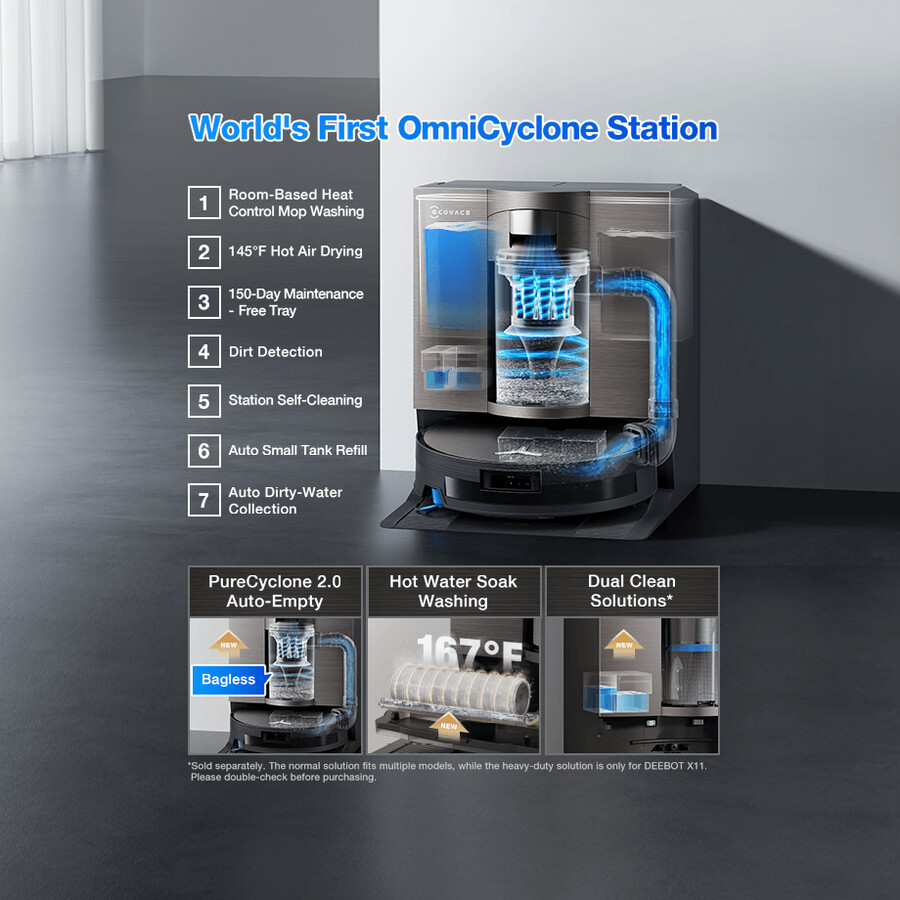 aspirateur et robot laveur deebot x11 omnicyclone accessoires