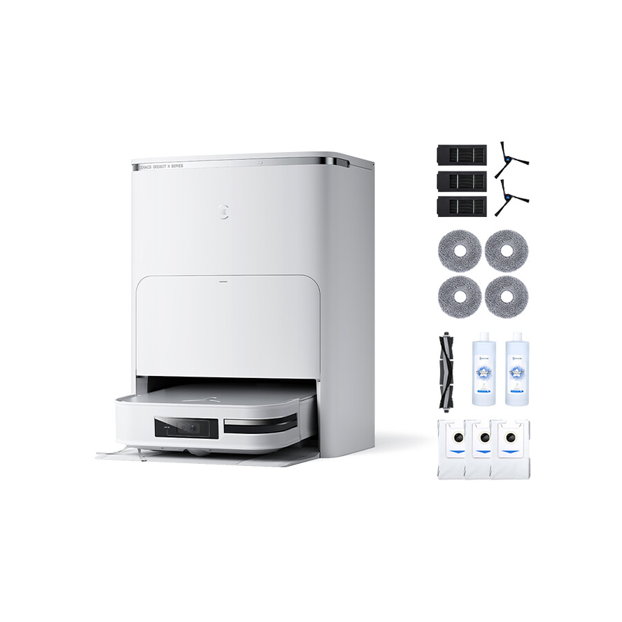 aspirateur et laveur robot deebot x2 omni blanc accessoires