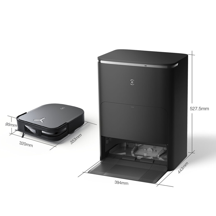 aspirateur robot carré deebot x2 omni noir avec fonction lavage lidar vidage automatique compatible avec les animaux domestiques