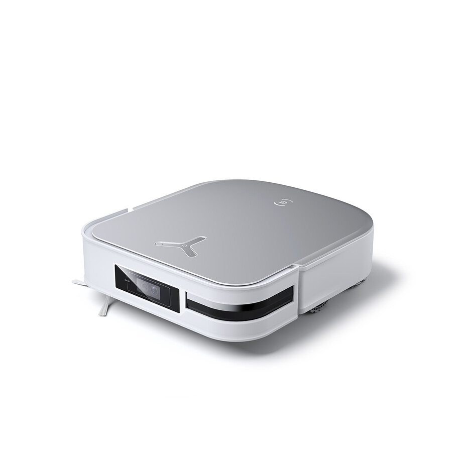 aspirateur robot carré deebot x2 omni blanc avec fonction lavage lidar vidage automatique compatible avec les animaux domestiques