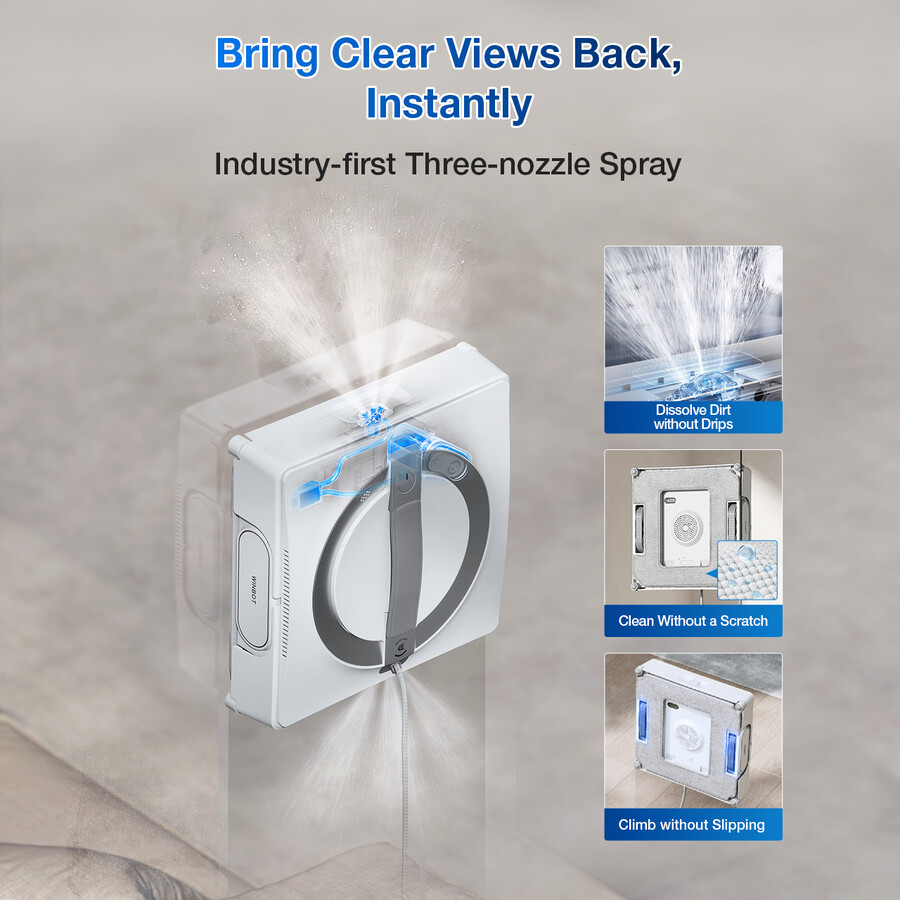 robot nettoyeur de vitres winbot w2 pro système descalade intelligent anti-chute pulvérisation automatique