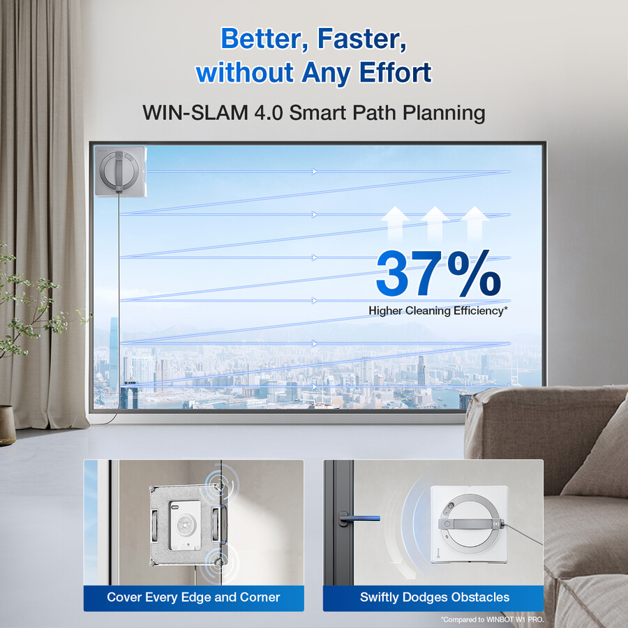 robot nettoyeur de vitres winbot w2 pro système descalade intelligent anti-chute pulvérisation automatique