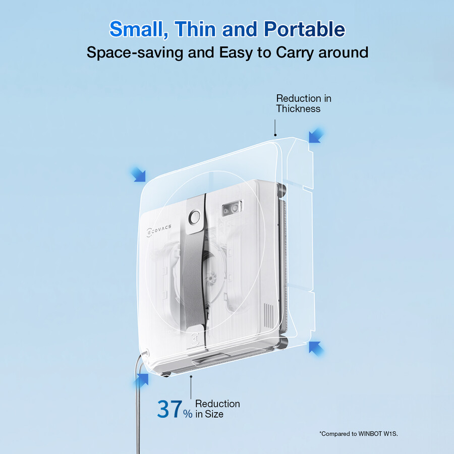 robot nettoyeur de vitres winbot mini gain de place pulvérisation ultrasonique nettoyage des bords